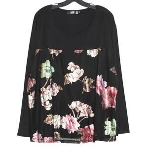 Agnes Orinda Top Floral Dark Academia Cottage Boho Romantic Metallic Black 4X